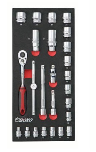 25 Pcs 3/8" DR. 6PT SOCKET SET - Wadamart