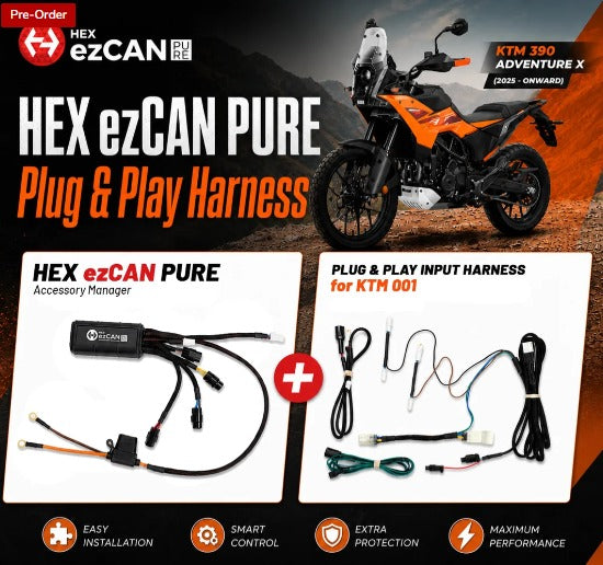 HEX ezCAN PURE dengan Plug & Play Harness untuk KTM 390 Adventure R/X & Enduro R (2025-)