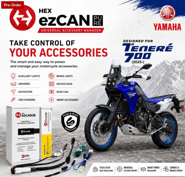HEX ezCAN PURE dengan Plug & Play Harness untuk Yamaha Tenere 700 (2025-)